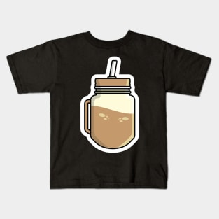 Chocolate Juice in Jar Mug with Drinking Straw Sticker vector illustration. Food and drink object icon concept. Healthy fitness sweet organic summer shake sticker design logo. Kids T-Shirt